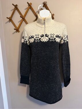 Rossignol 1907 Wool Snowflake Half Zip Nordic Ski Sweater Tunic M